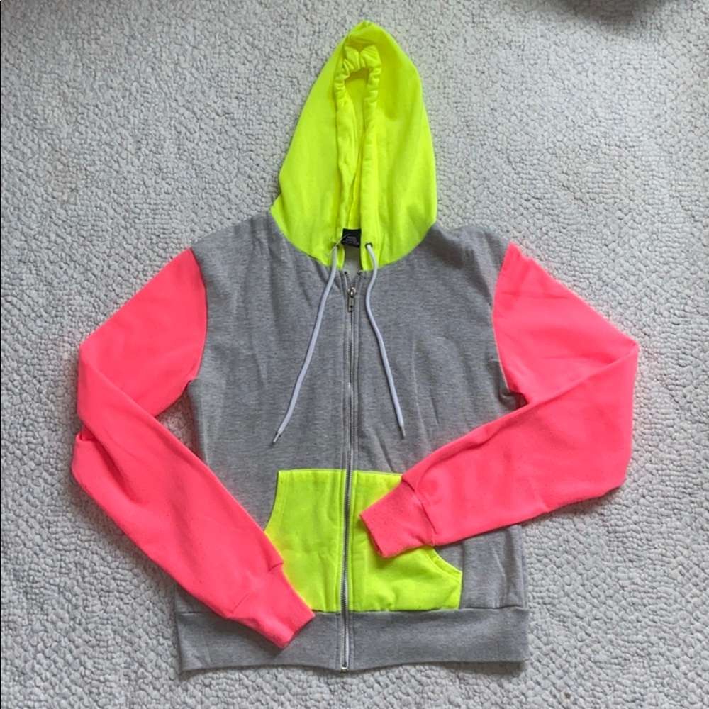 multi colored zip up hoodie